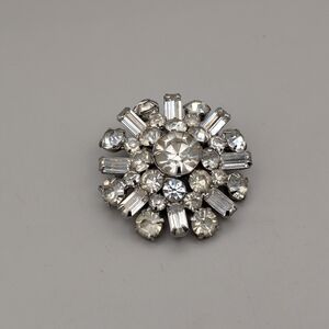 Elegant Silver Crystal Brooch